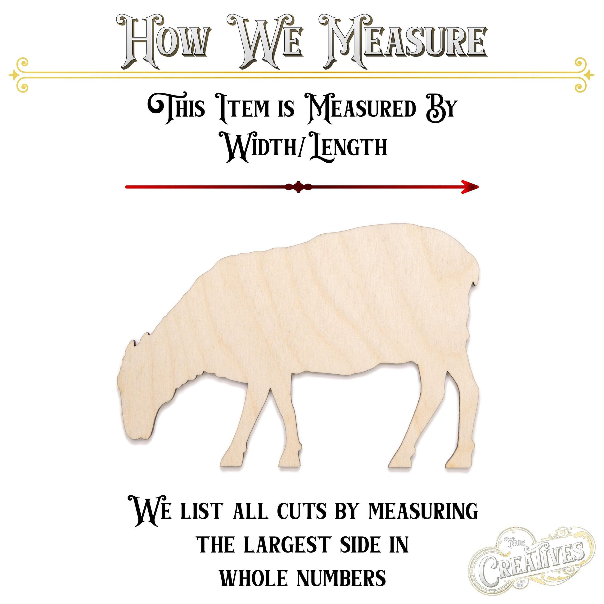 Sheep Grazing Blank Wood Cutout - Laser Cut Unfinished Craft Shape - Multiple Sizes