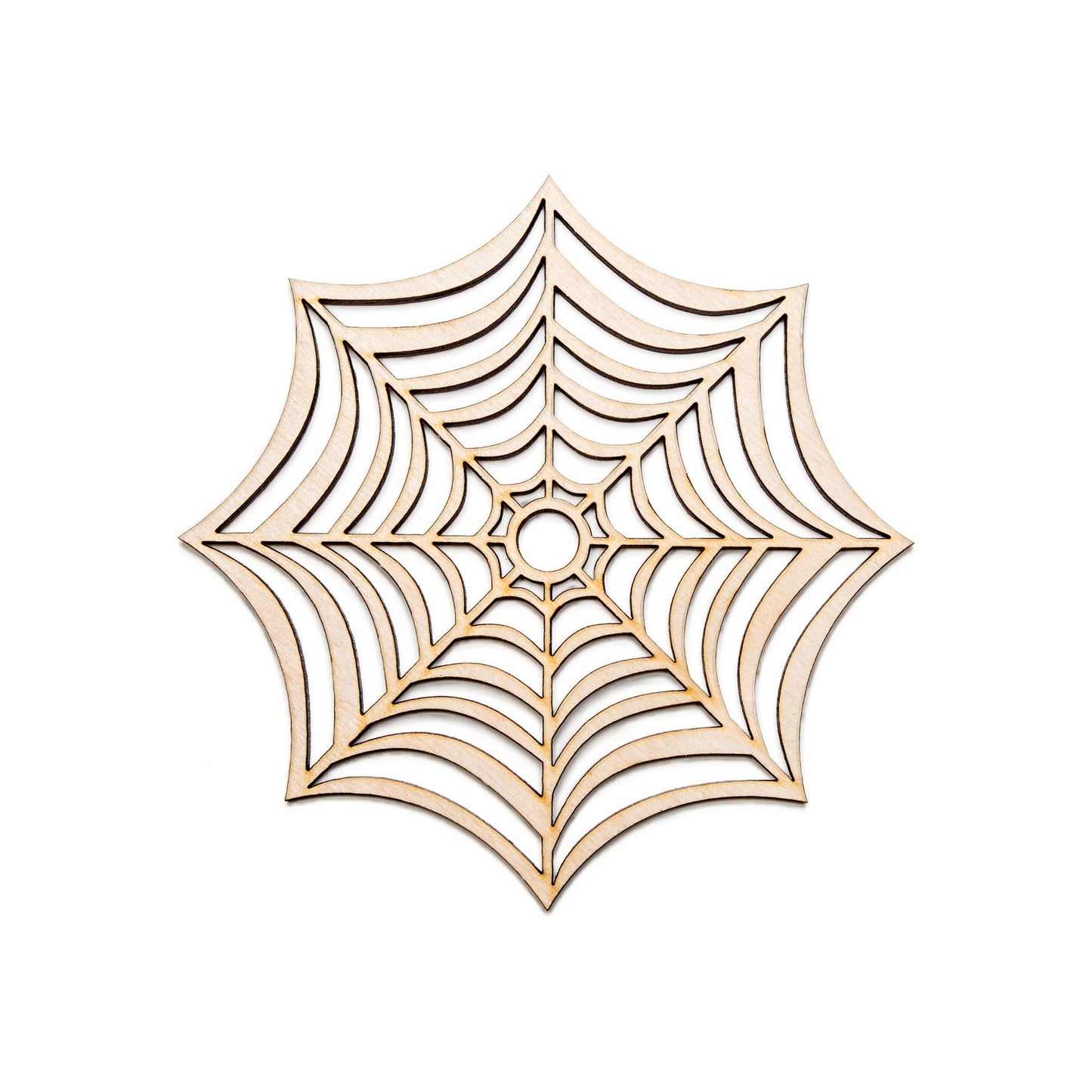 Spider Web Round Wood Cutout - Laser Cut Unfinished Craft Shape - Multiple Sizes