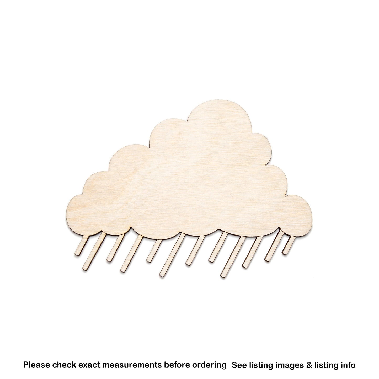Rain Cloud Wood Cutout - Laser Cut Unfinished Craft Shape - Multiple Sizes