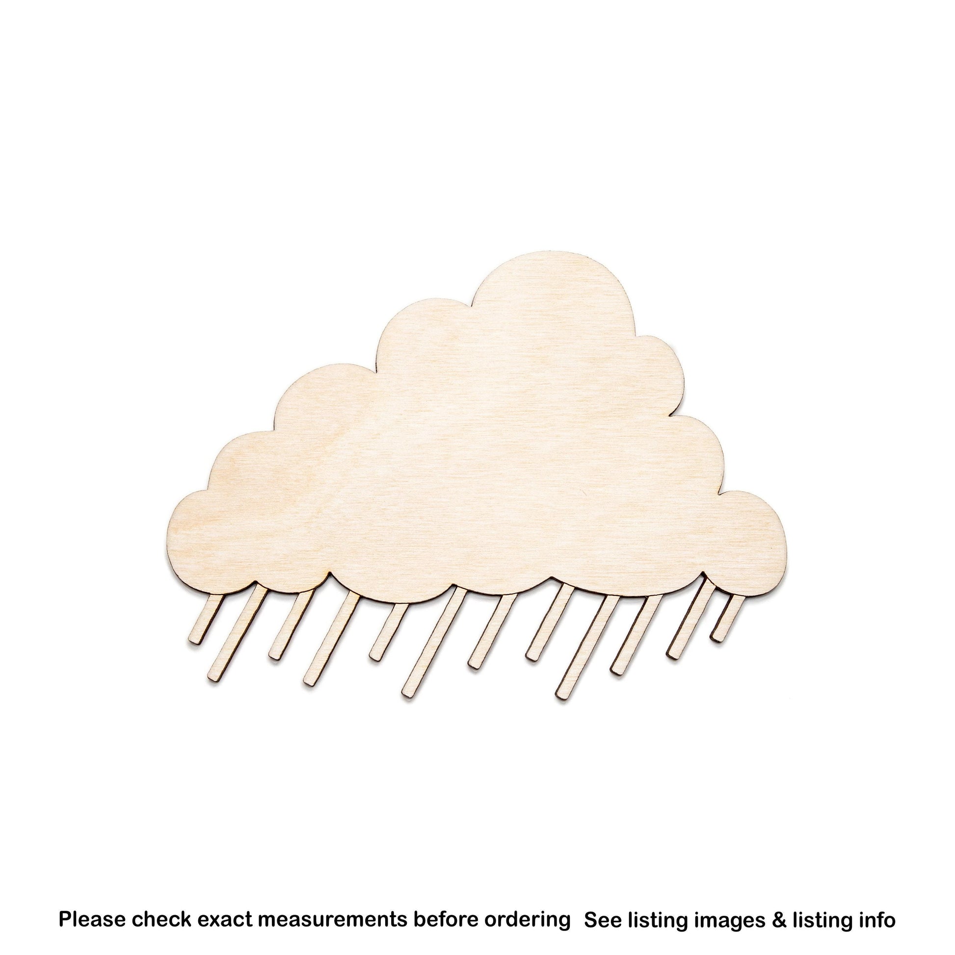 Rain Cloud Wood Cutout - Laser Cut Unfinished Craft Shape - Multiple Sizes