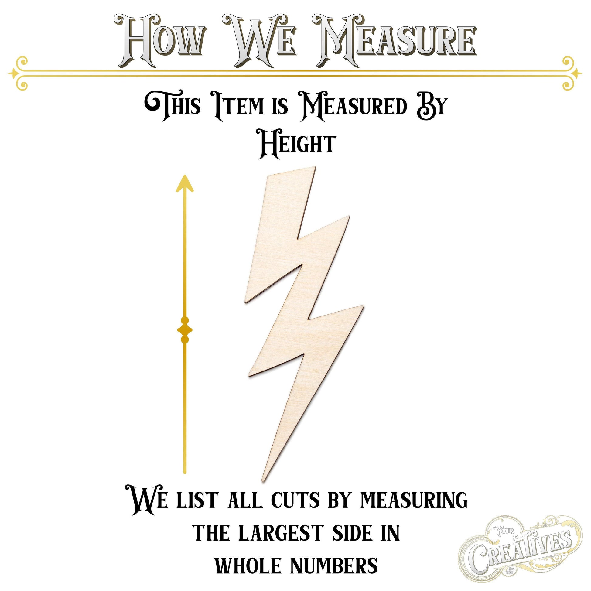 Lightning Bolt Wood Cutout - Laser Cut Unfinished Craft Shape - Multiple Sizes