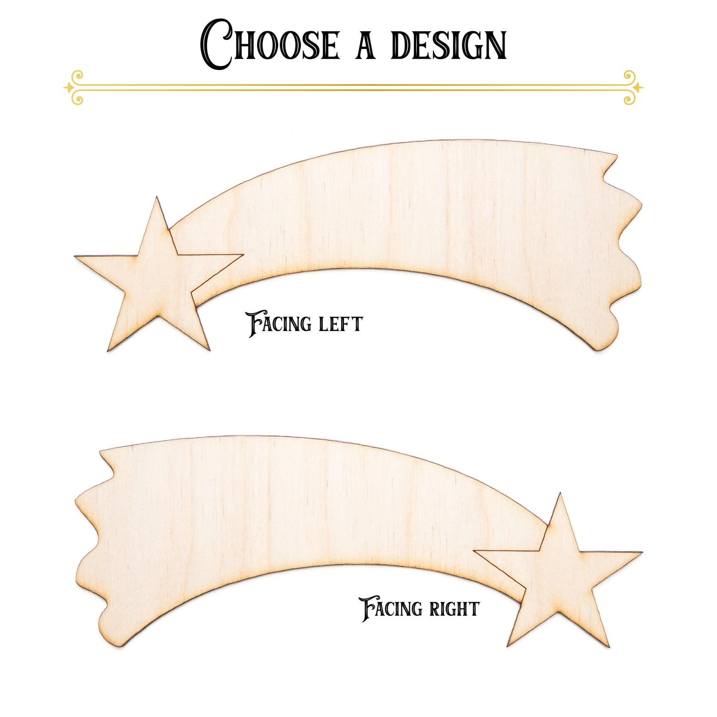 Shooting Star Blank Wood Cutout - Laser Cut Unfinished Craft Shape - Multiple Sizes