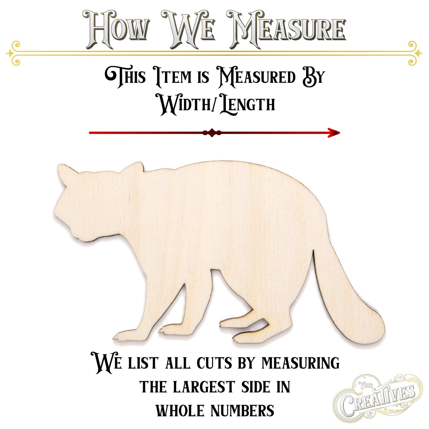 Realistic Raccoon Blank Wood Cutout - Laser Cut Unfinished Craft Shape - Multiple Sizes