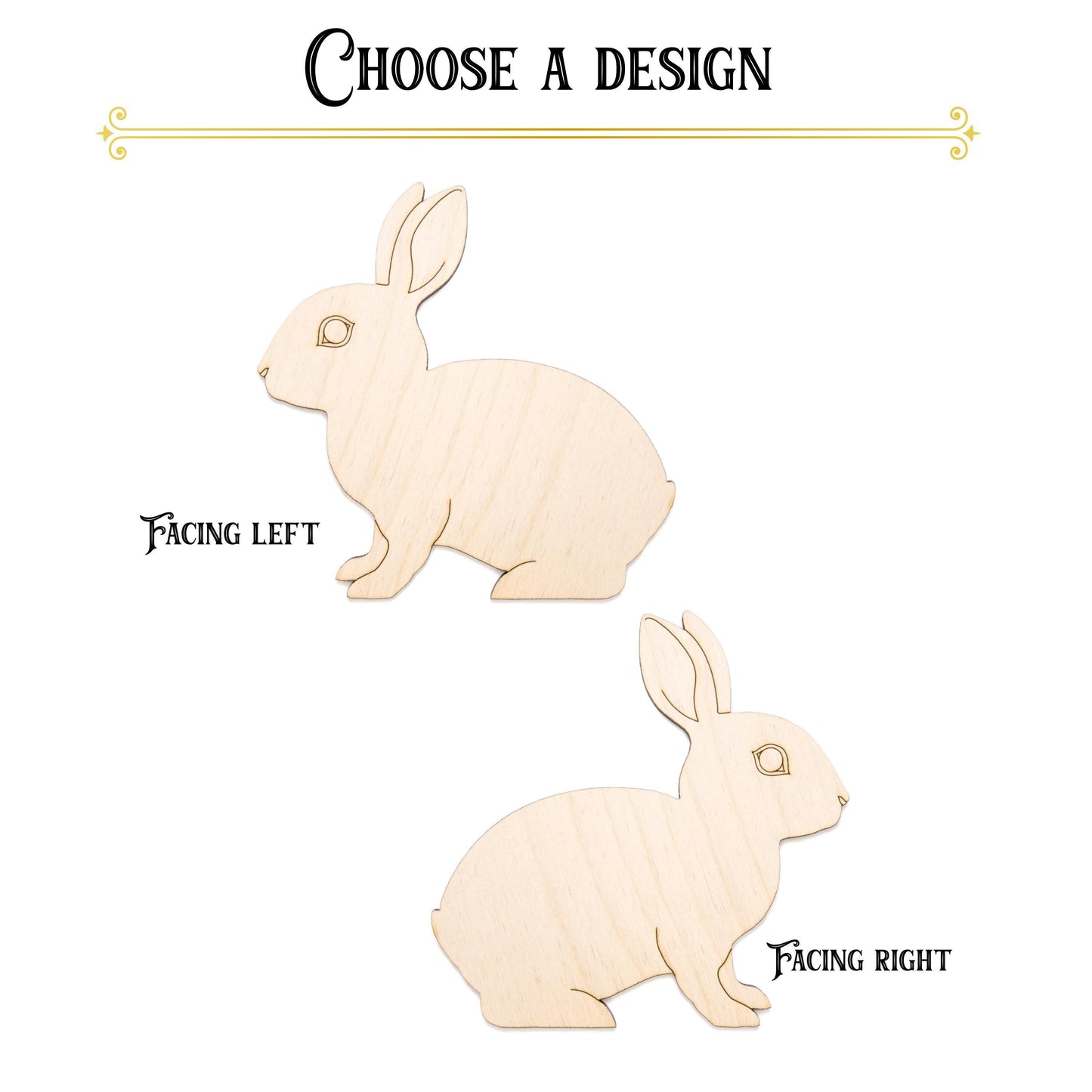 Rabbit Wood Cutout - Laser Cut Unfinished Craft Shape - Multiple Sizes