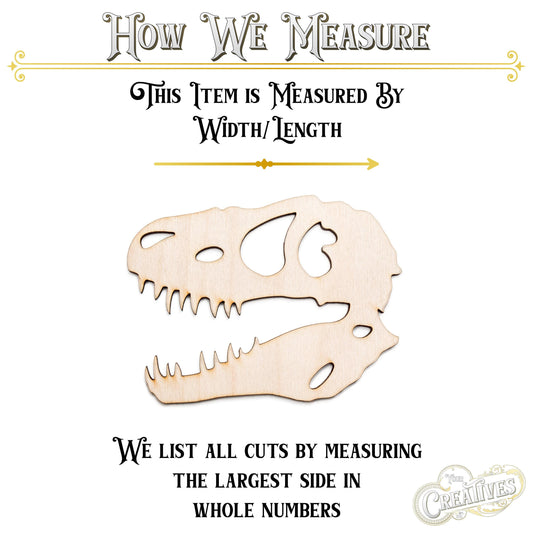 T Rex Skull Wood Cutout - Laser Cut Unfinished Craft Shape - Multiple Sizes