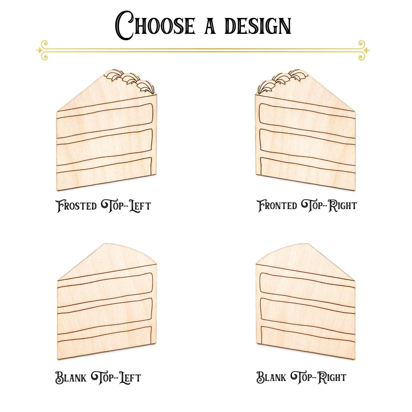 Cake Slice Detailed Wood Cutout - Laser Cut Unfinished Craft Shape - Multiple Sizes