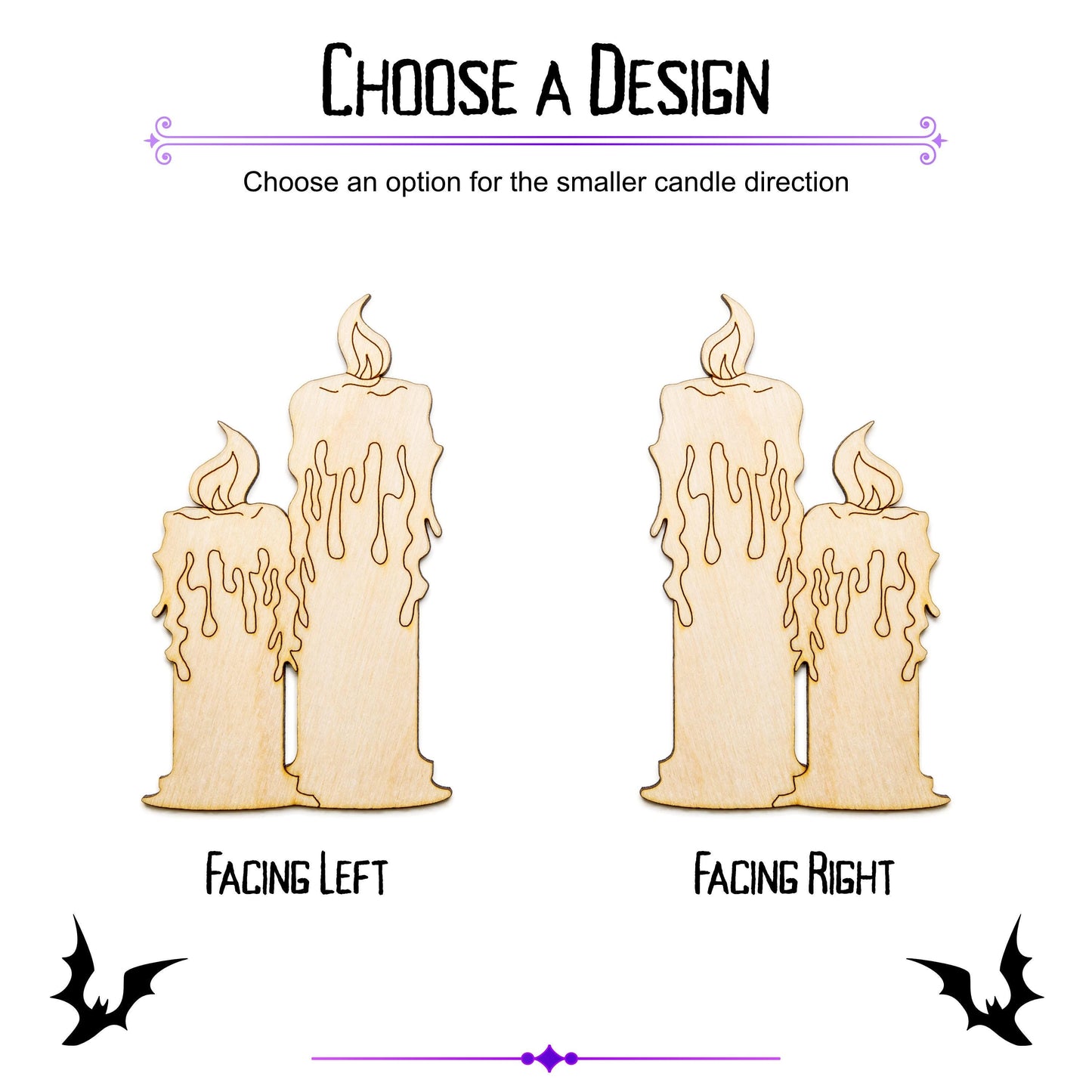 Double Lit Candles Wood Cutout - Laser Cut Unfinished Craft Shape - Multiple Sizes