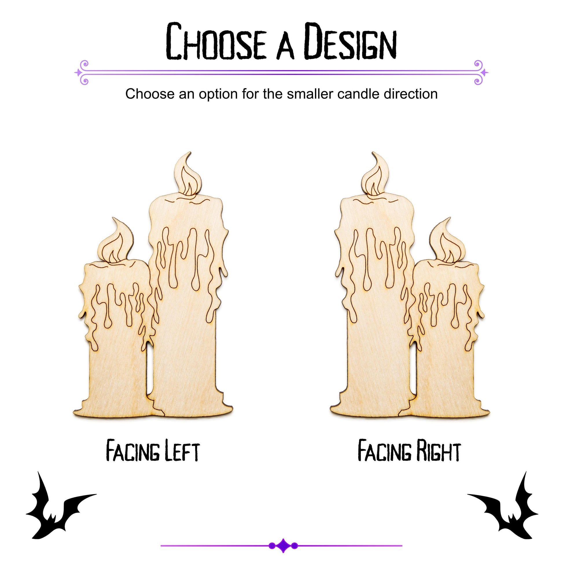 Double Lit Candles Wood Cutout - Laser Cut Unfinished Craft Shape - Multiple Sizes