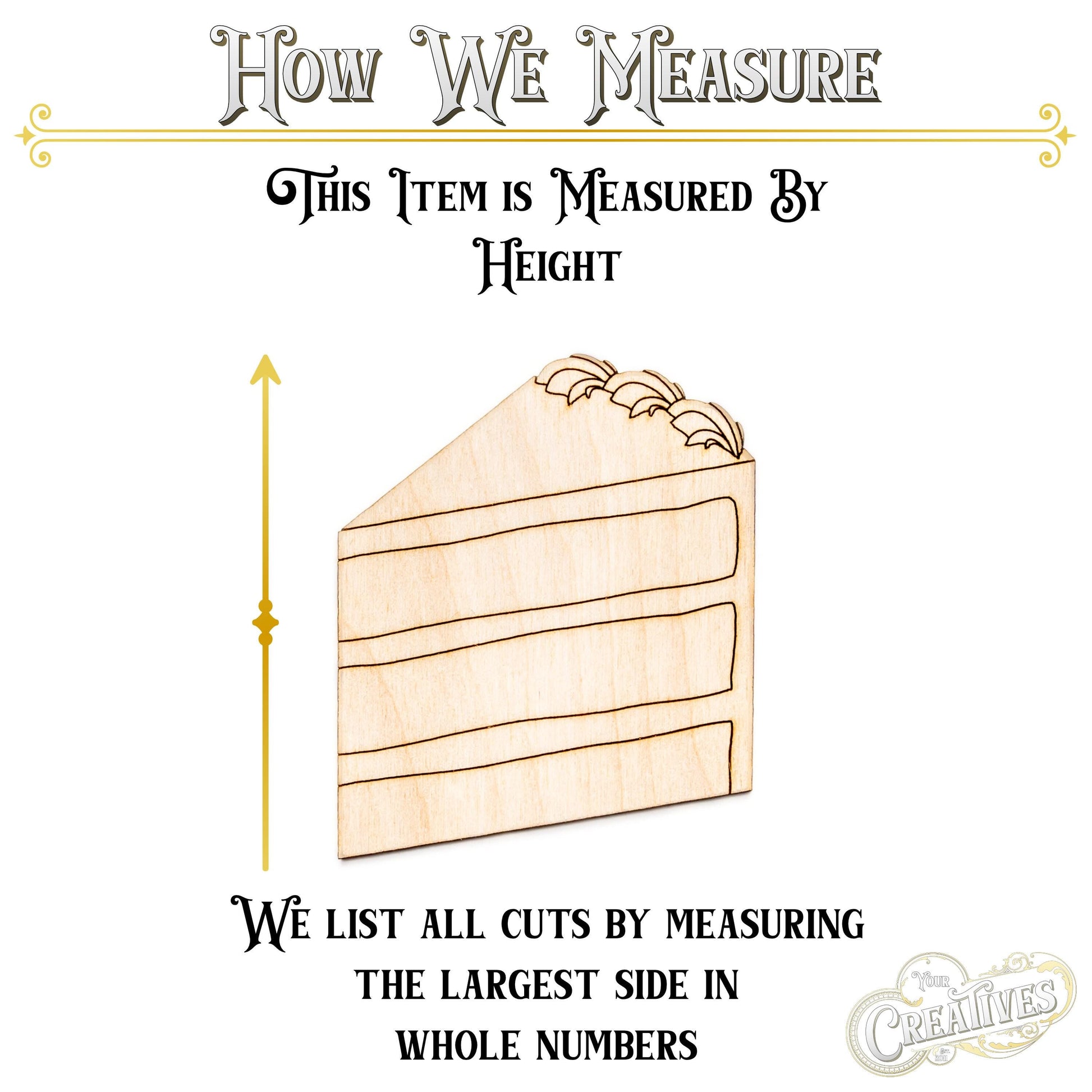 Cake Slice Detailed Wood Cutout - Laser Cut Unfinished Craft Shape - Multiple Sizes