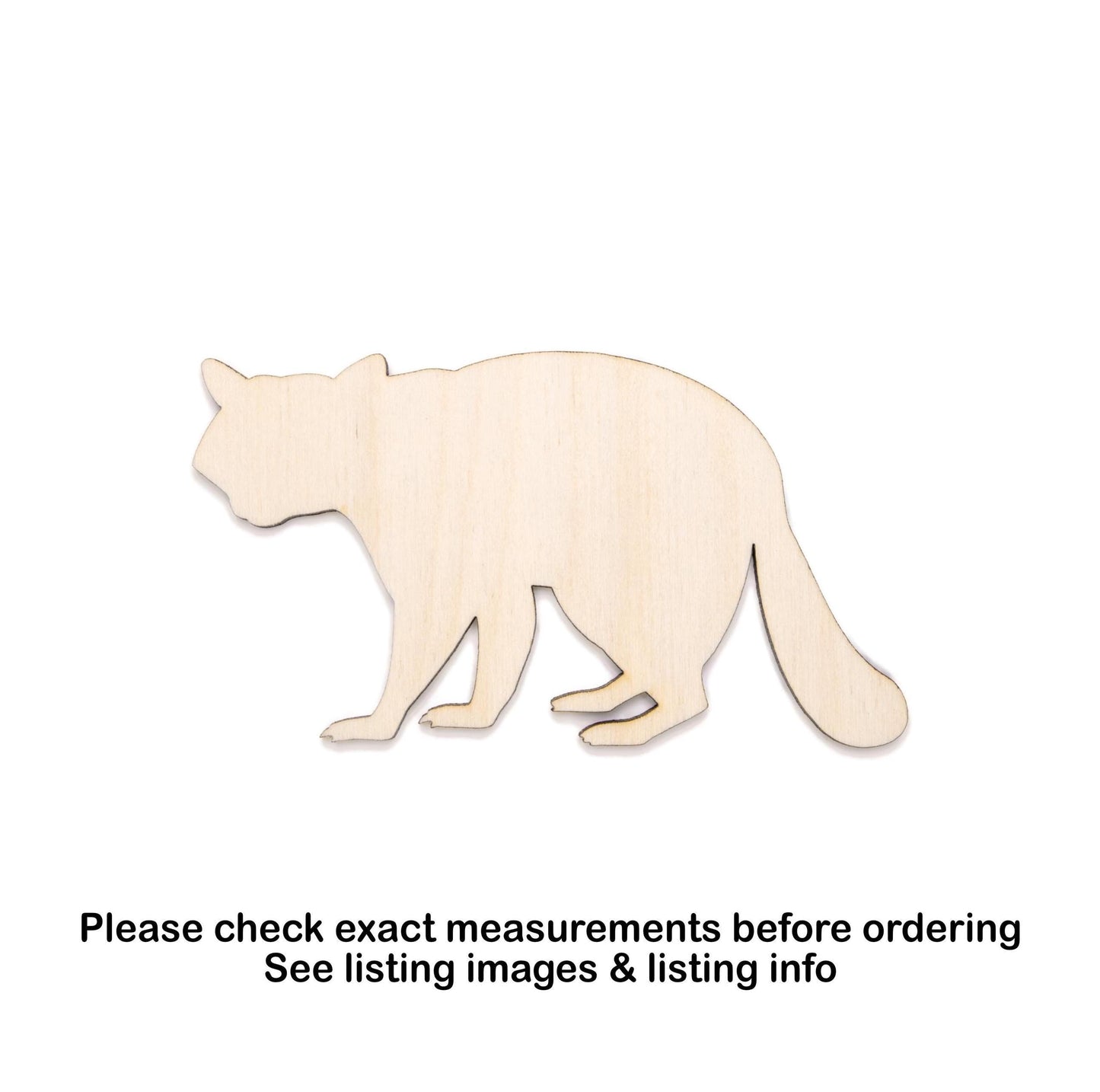 Realistic Raccoon Blank Wood Cutout - Laser Cut Unfinished Craft Shape - Multiple Sizes