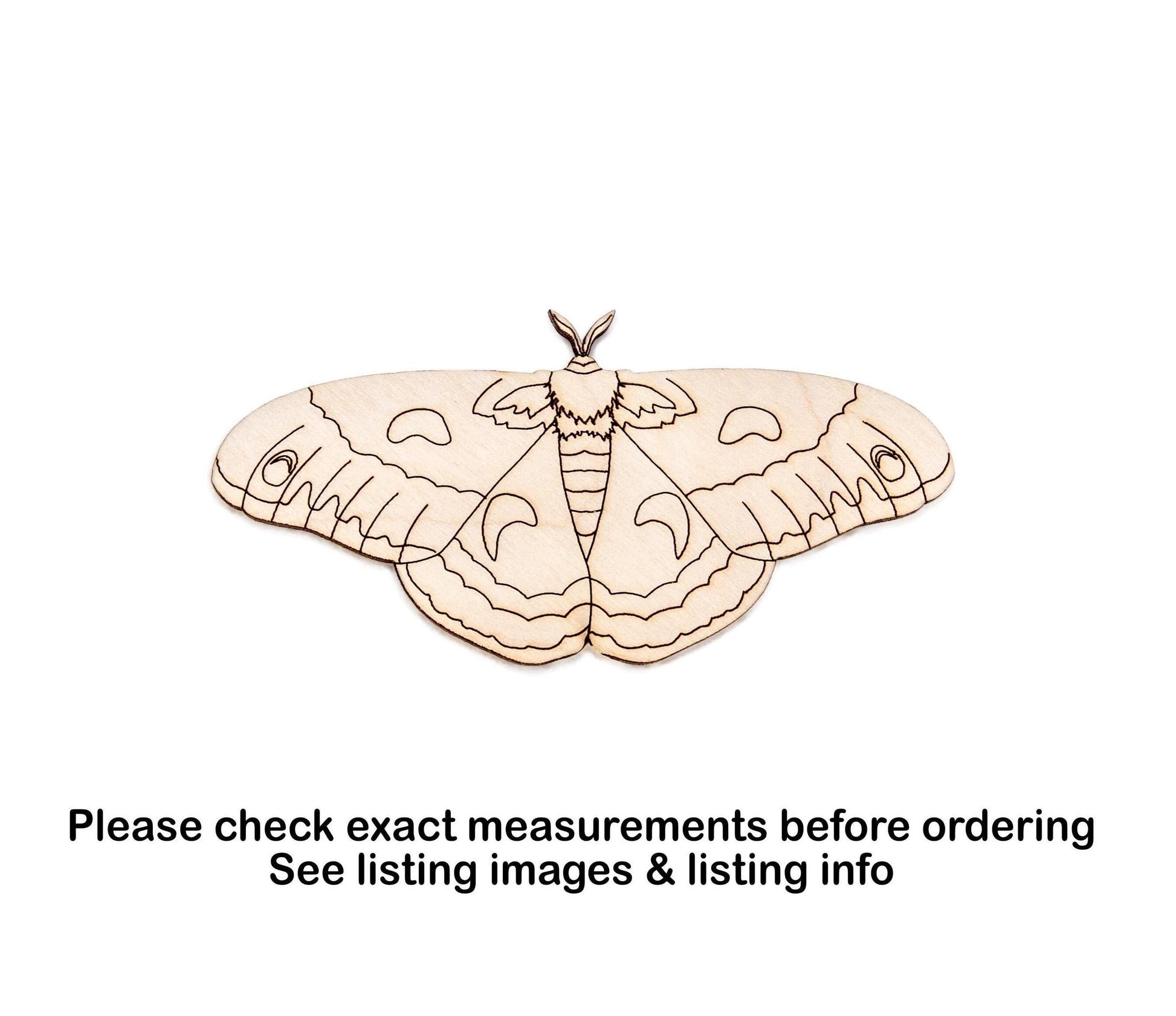 Cecropia Moth Detailed Wood Cutout - Laser Cut Unfinished Craft Shape - Multiple Sizes