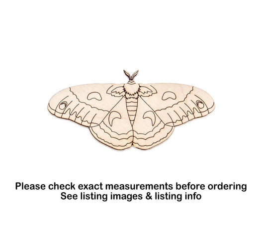 Cecropia Moth Detailed Wood Cutout - Laser Cut Unfinished Craft Shape - Multiple Sizes