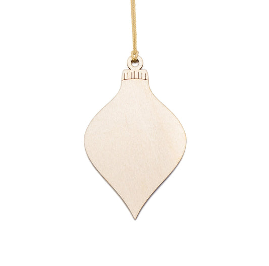 Teardrop Wood Ornament - Laser Cut Unfinished Christmas Ornament - Multiple Sizes