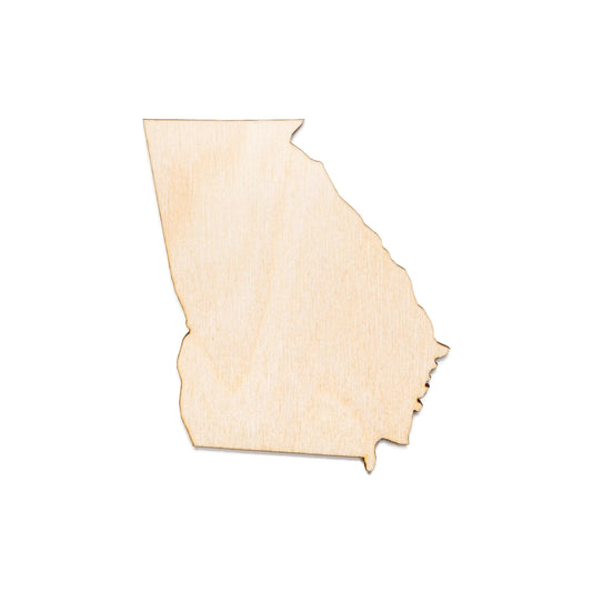 Georgia State Wood Cutout - Laser Cut Unfinished Craft Shape - Multiple Sizes