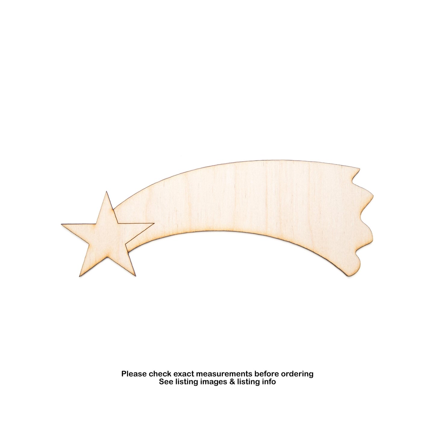 Shooting Star Blank Wood Cutout - Laser Cut Unfinished Craft Shape - Multiple Sizes