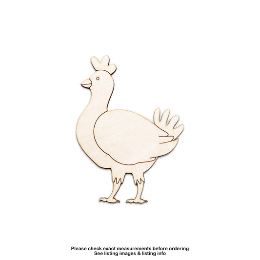 Hen Cute Wood Cutout - Laser Cut Unfinished Craft Shape - Multiple Sizes