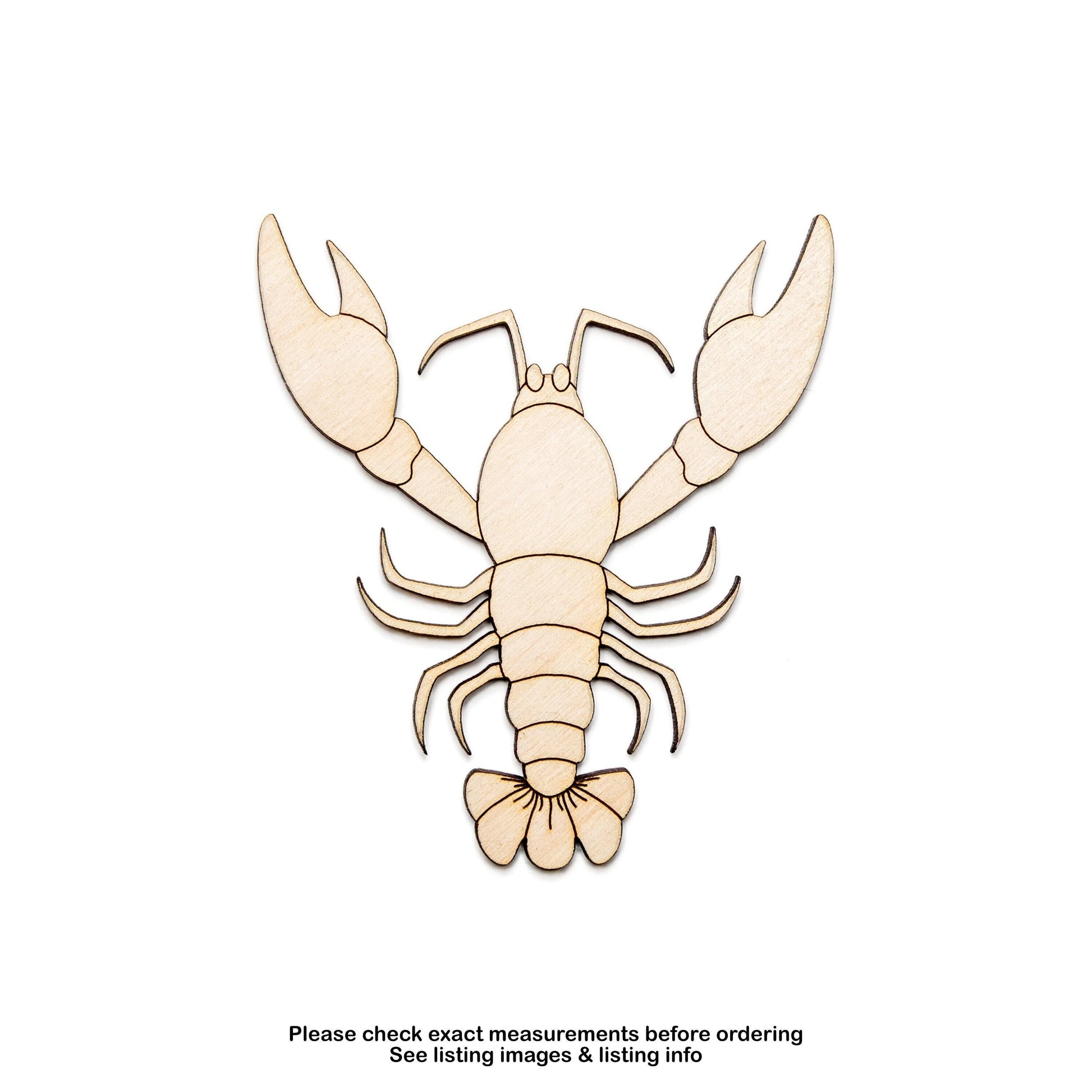 Lobster Detailed Wood Cutout - Laser Cut Unfinished Craft Shape - Multiple Sizes