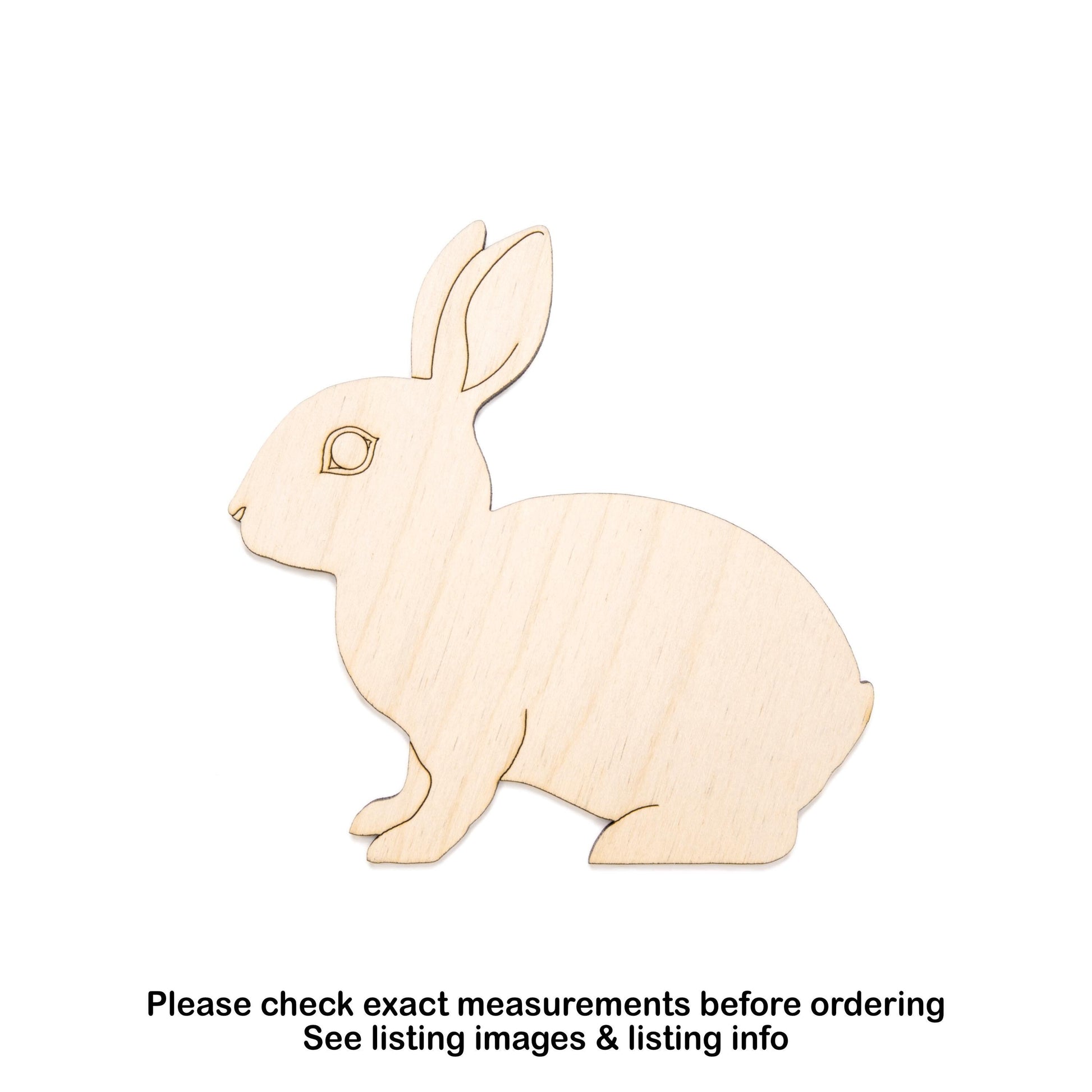 Rabbit Wood Cutout - Laser Cut Unfinished Craft Shape - Multiple Sizes