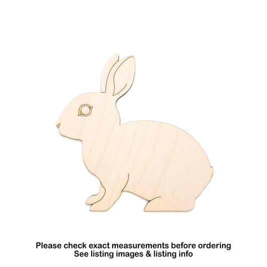 Rabbit Wood Cutout - Laser Cut Unfinished Craft Shape - Multiple Sizes