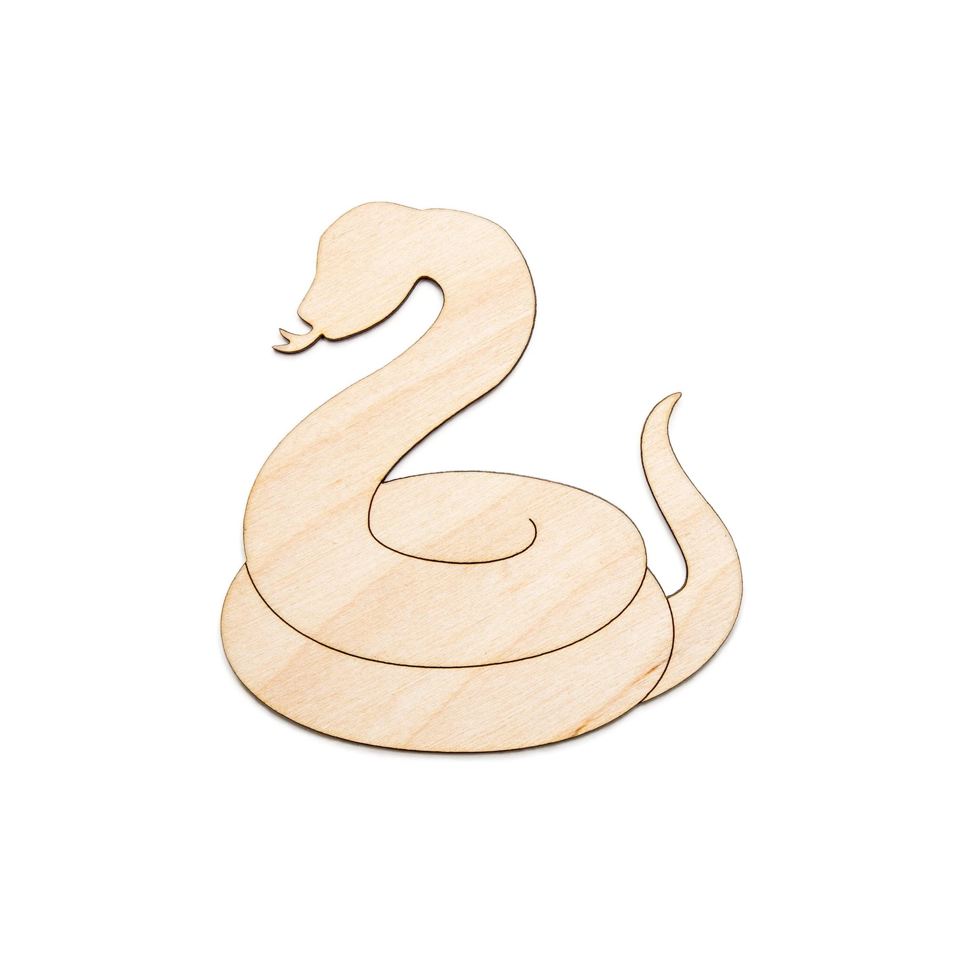 Coiled Snake Blank Wood Cutout - Laser Cut Unfinished Craft Shape - Multiple Sizes