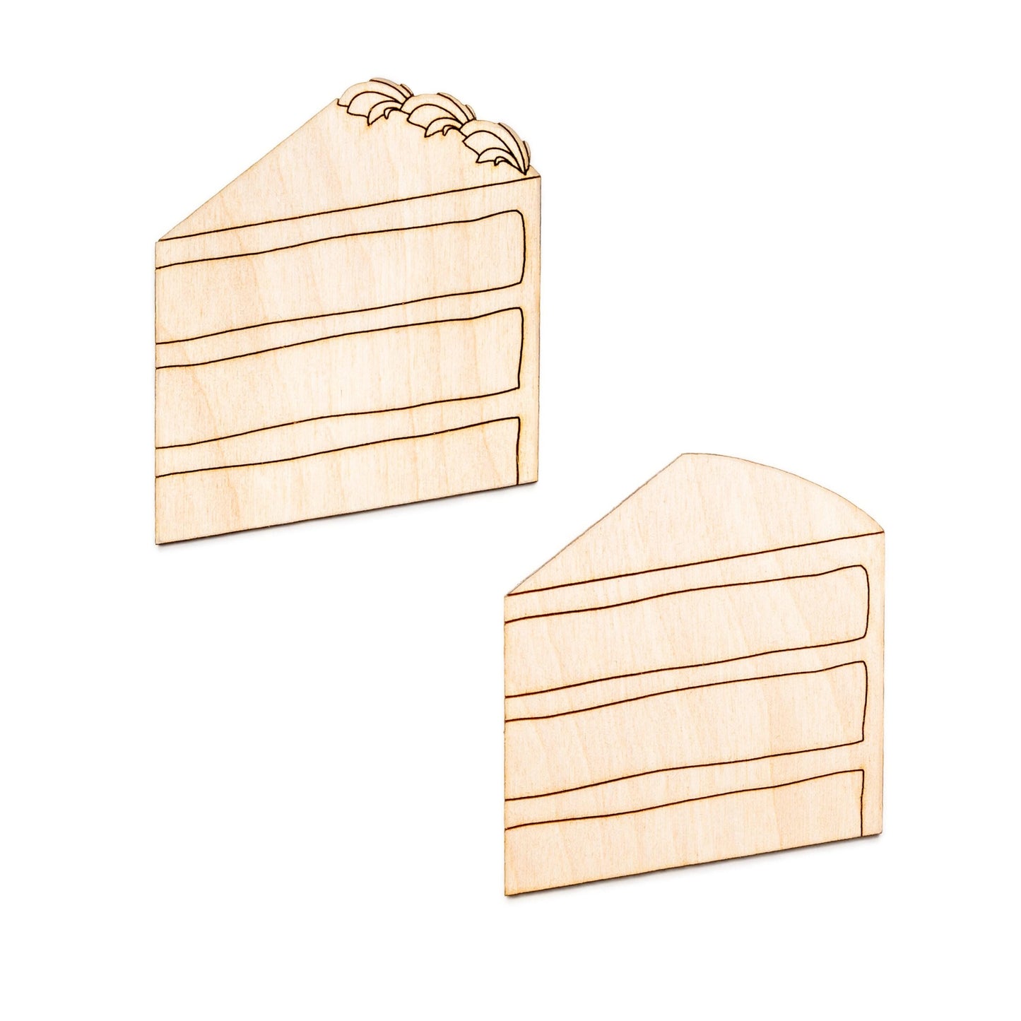 Cake Slice Detailed Wood Cutout - Laser Cut Unfinished Craft Shape - Multiple Sizes