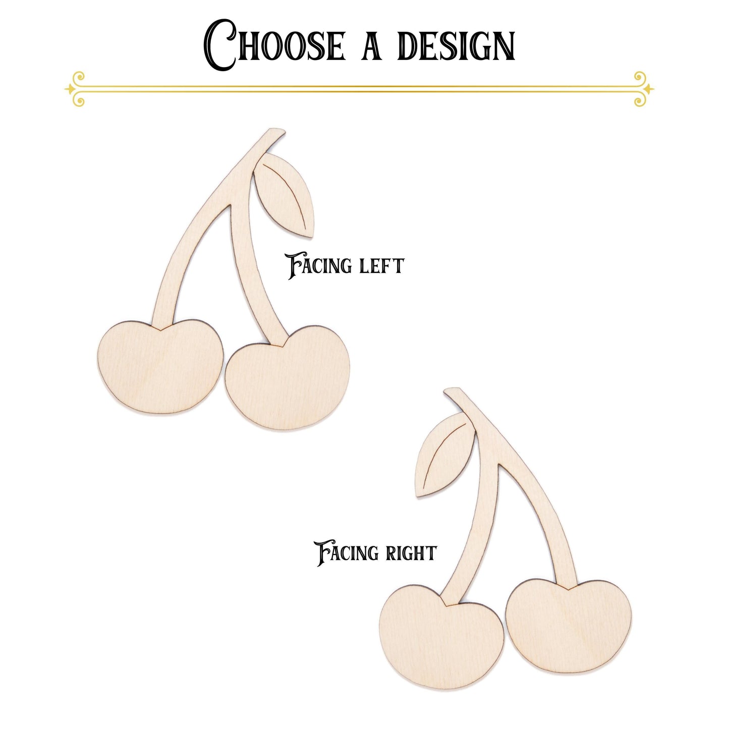 Cherries Blank Wood Cutout - Laser Cut Unfinished Craft Shape - Multiple Sizes