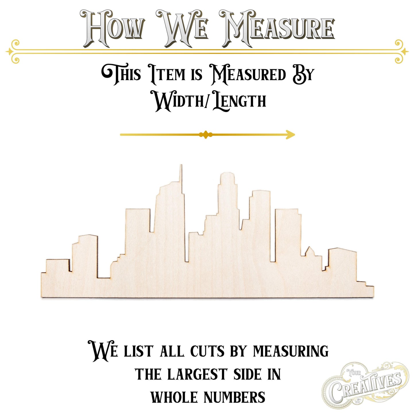 Los Angeles Skyline Silhouette Wood Cutout - Laser Cut Unfinished Craft Shape - Multiple Sizes