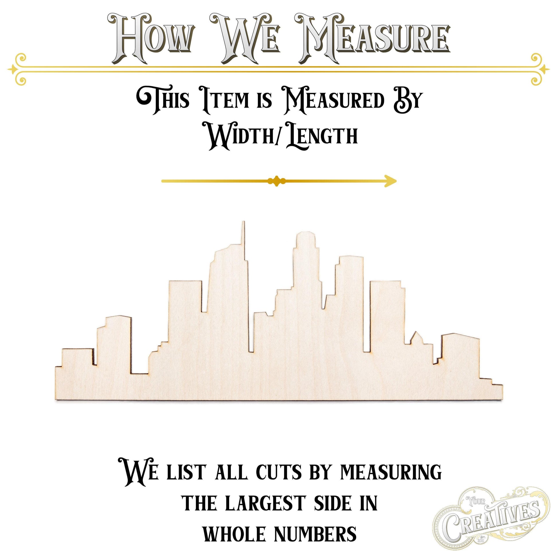 Los Angeles Skyline Silhouette Wood Cutout - Laser Cut Unfinished Craft Shape - Multiple Sizes