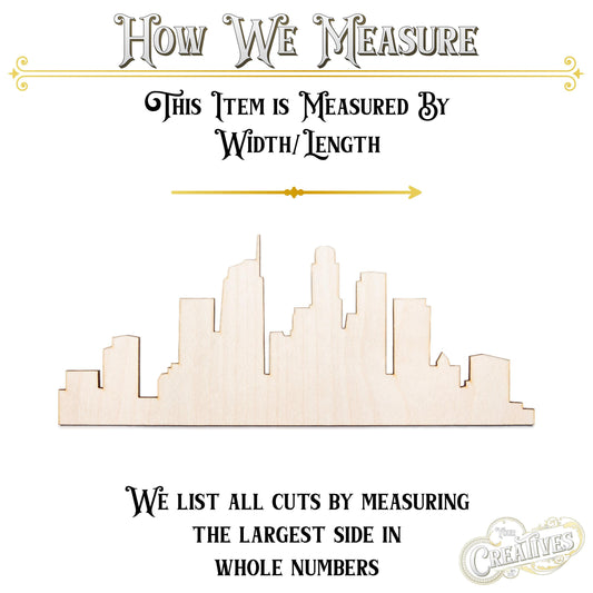 Los Angeles Skyline Silhouette Wood Cutout - Laser Cut Unfinished Craft Shape - Multiple Sizes