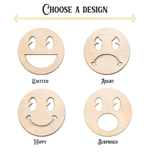 Happy Face Wood Cutout - Laser Cut Unfinished Craft Shape - Multiple Sizes