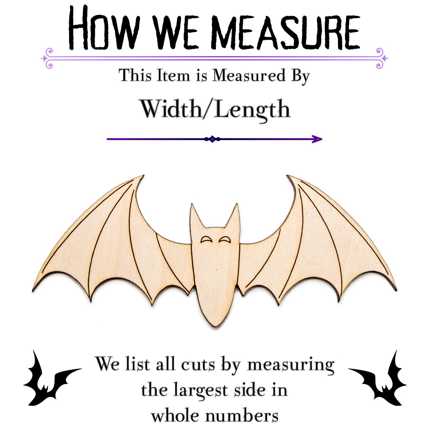 Bat Wood Cutout - Laser Cut Unfinished Craft Shape - Multiple Sizes