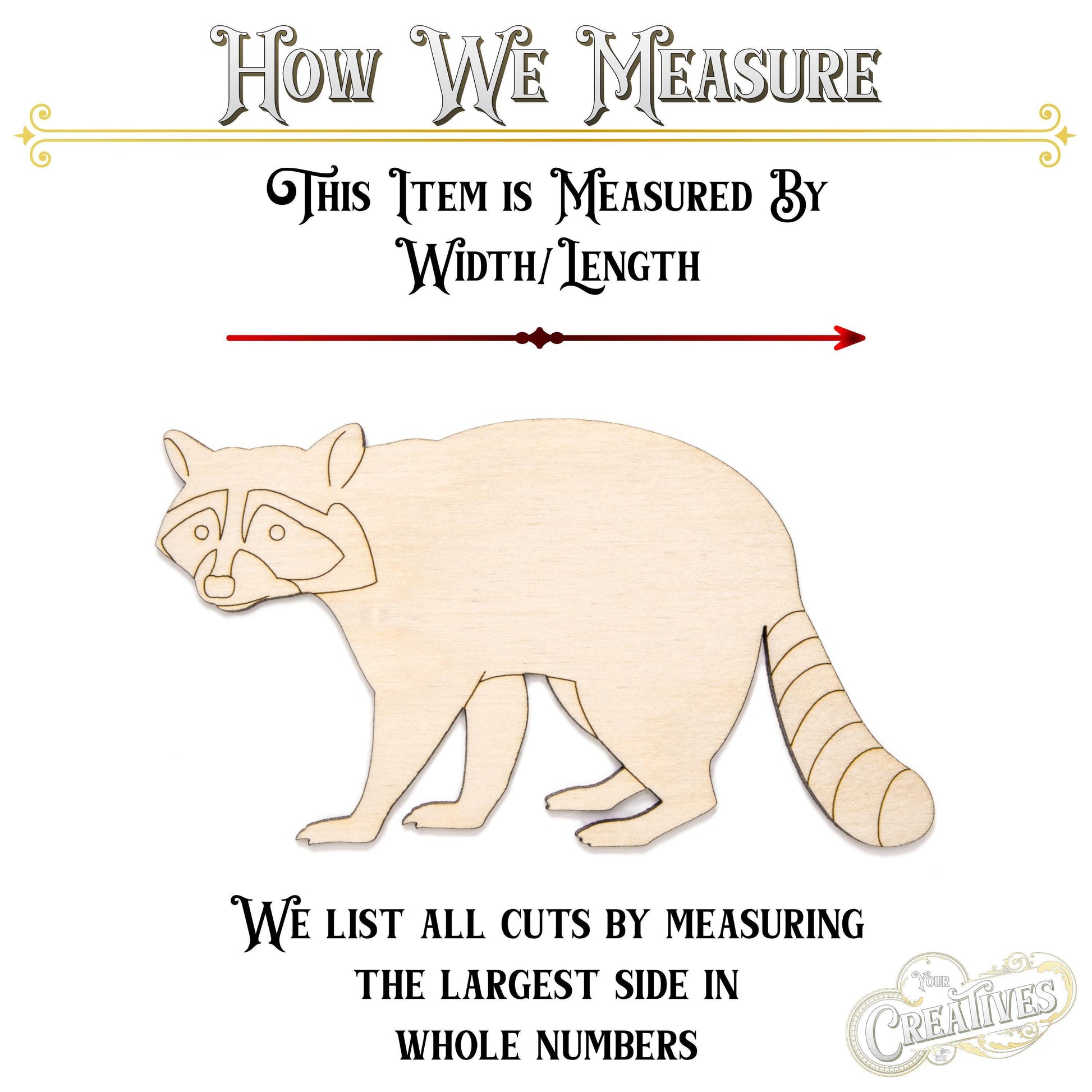 Raccoon Wood Cutout - Laser Cut Unfinished Craft Shape - Multiple Sizes