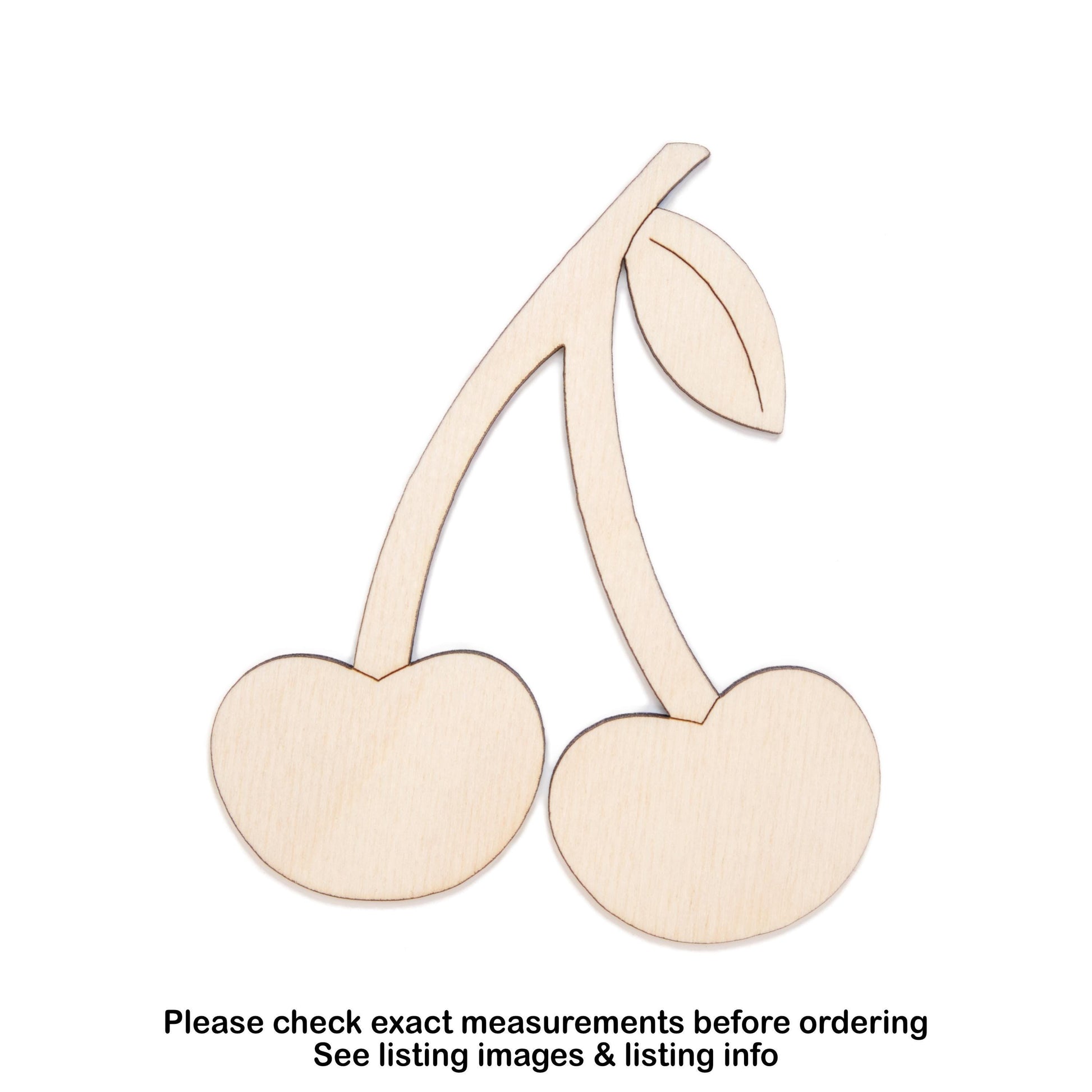 Cherries Blank Wood Cutout - Laser Cut Unfinished Craft Shape - Multiple Sizes