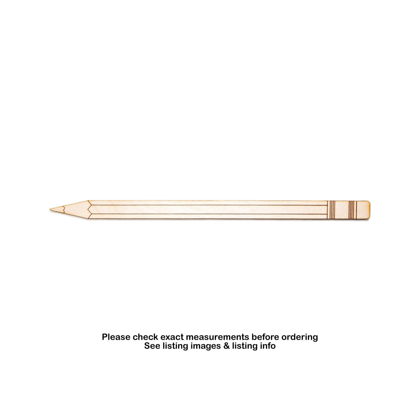 Pencil Detailed Wood Cutout - Laser Cut Unfinished Craft Shape - Multiple Sizes