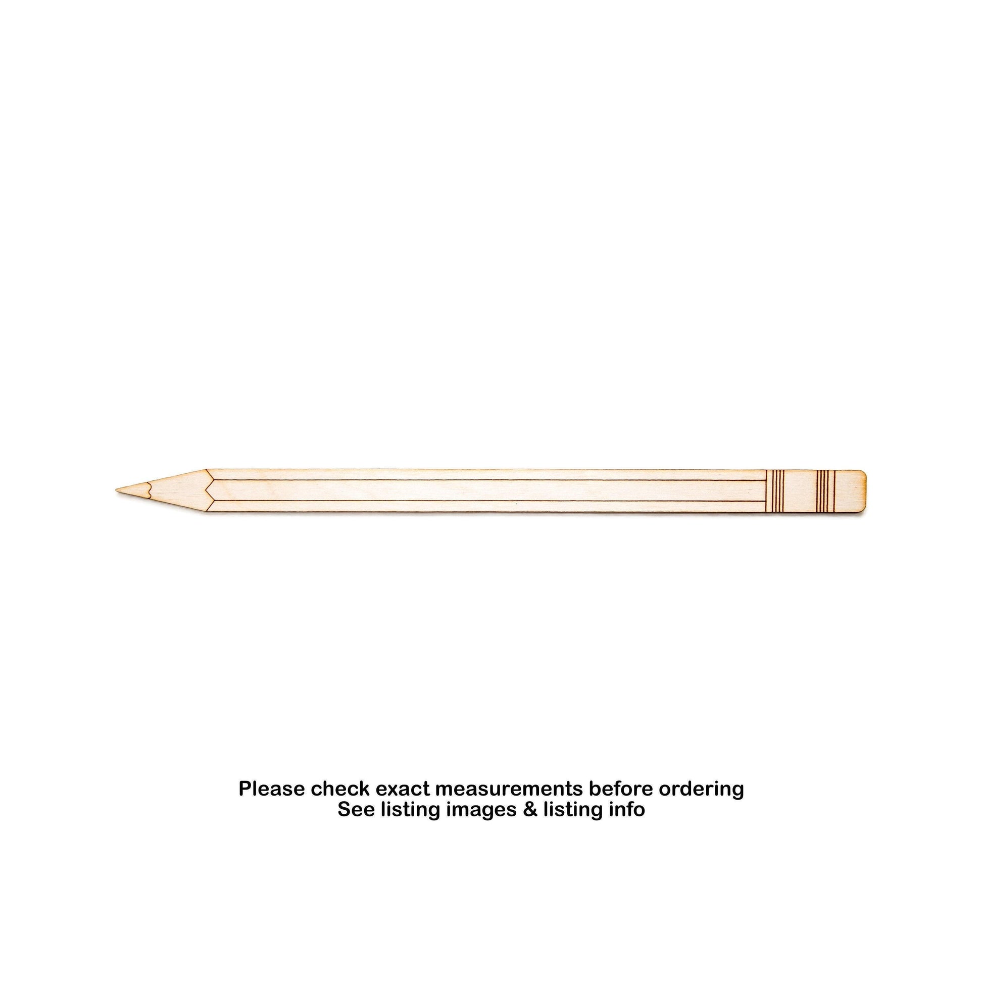 Pencil Detailed Wood Cutout - Laser Cut Unfinished Craft Shape - Multiple Sizes
