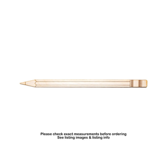 Pencil Detailed Wood Cutout - Laser Cut Unfinished Craft Shape - Multiple Sizes