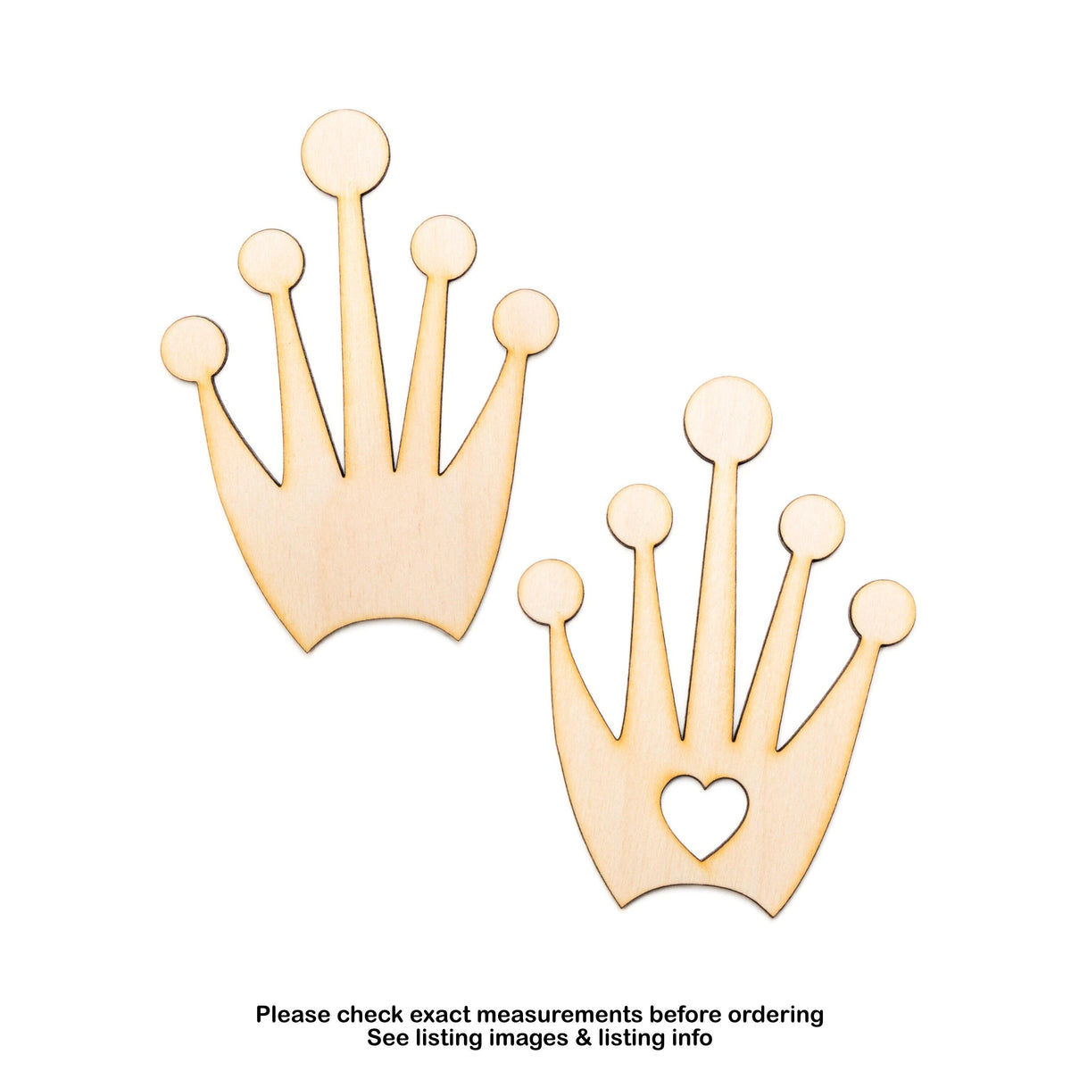 Petite Crown Wood Cutout - Laser Cut Unfinished Craft Shape - Multiple Sizes