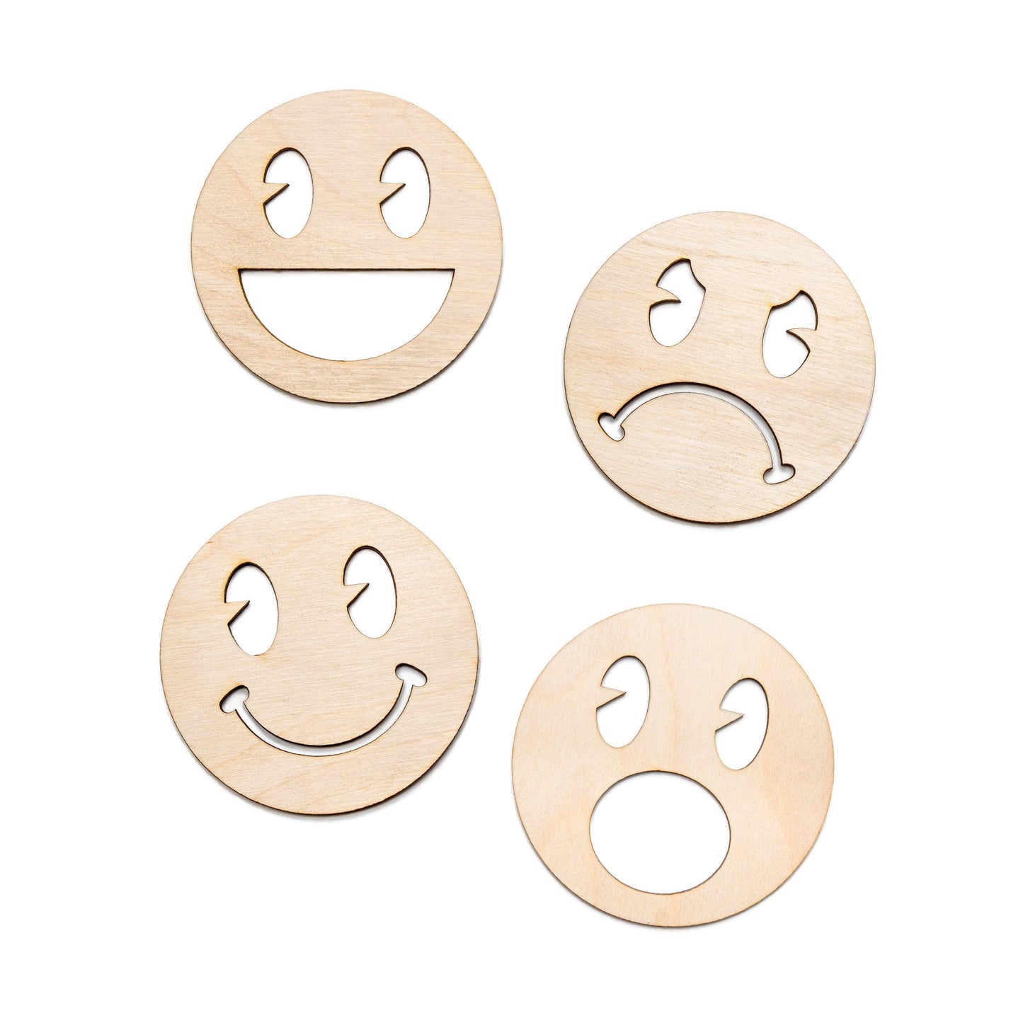 Happy Face Wood Cutout - Laser Cut Unfinished Craft Shape - Multiple Sizes