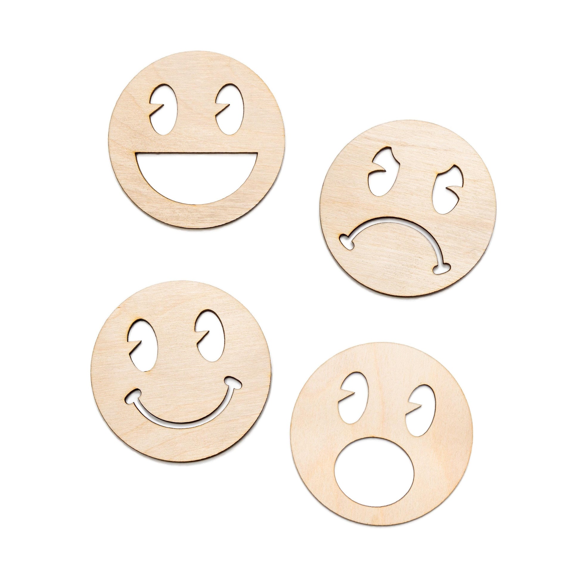 Happy Face Wood Cutout - Laser Cut Unfinished Craft Shape - Multiple Sizes