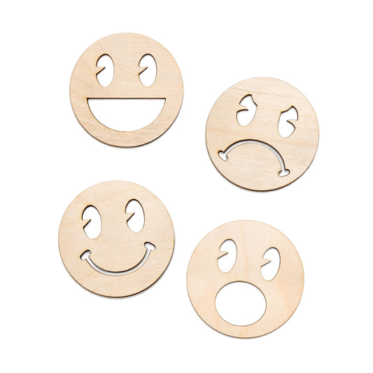Happy Face Wood Cutout - Laser Cut Unfinished Craft Shape - Multiple Sizes