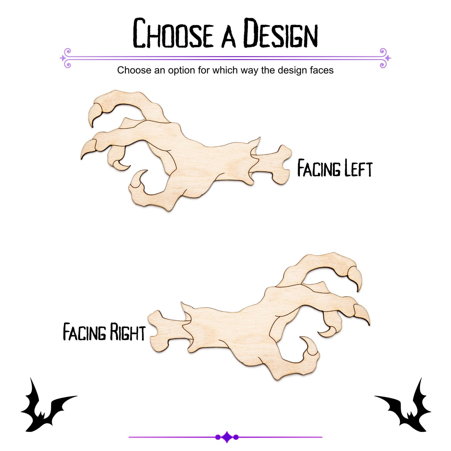 Monster Hand Wood Cutout - Laser Cut Unfinished Craft Shape - Multiple Sizes