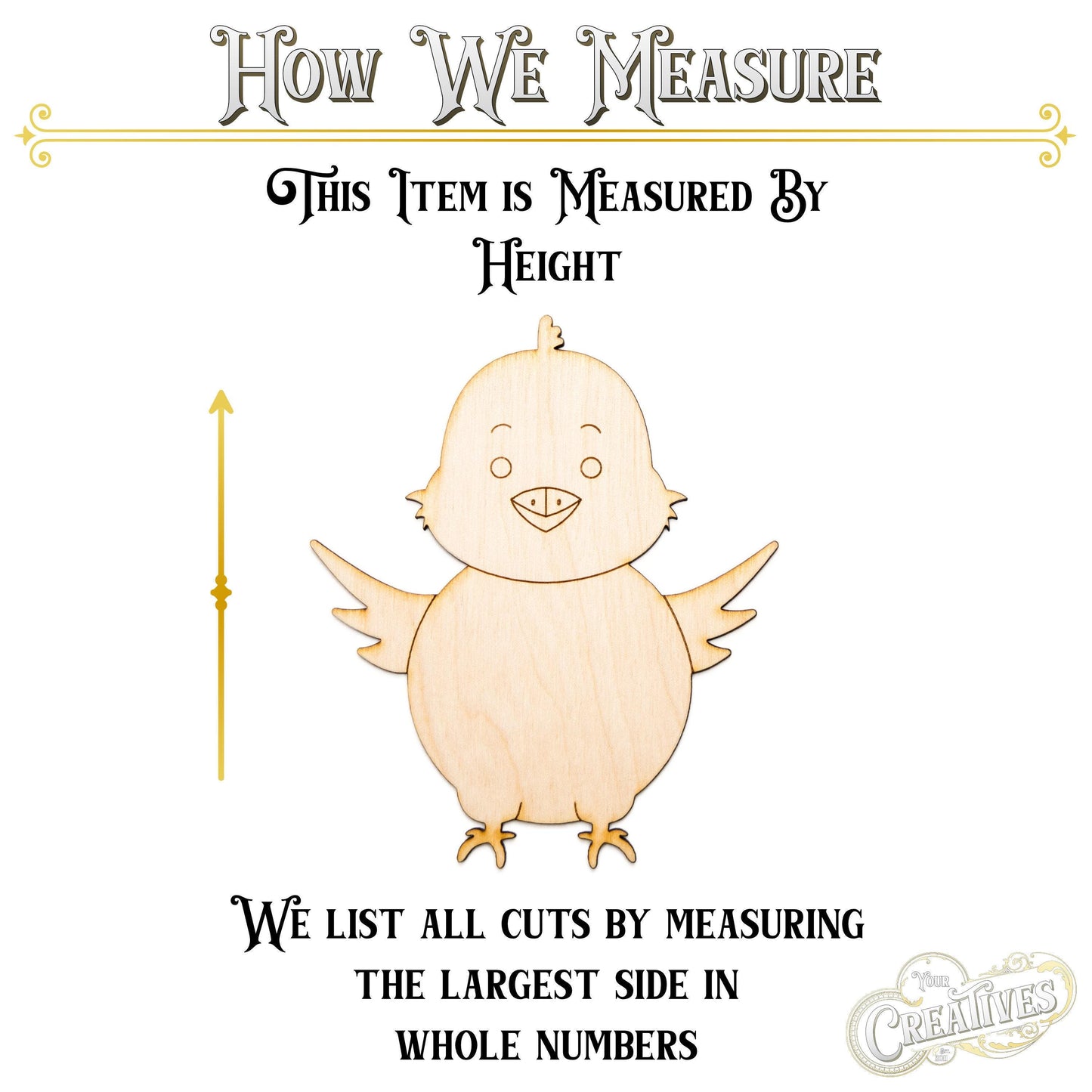 Baby Chick Wood Cutout - Laser Cut Unfinished Craft Shape - Multiple Sizes