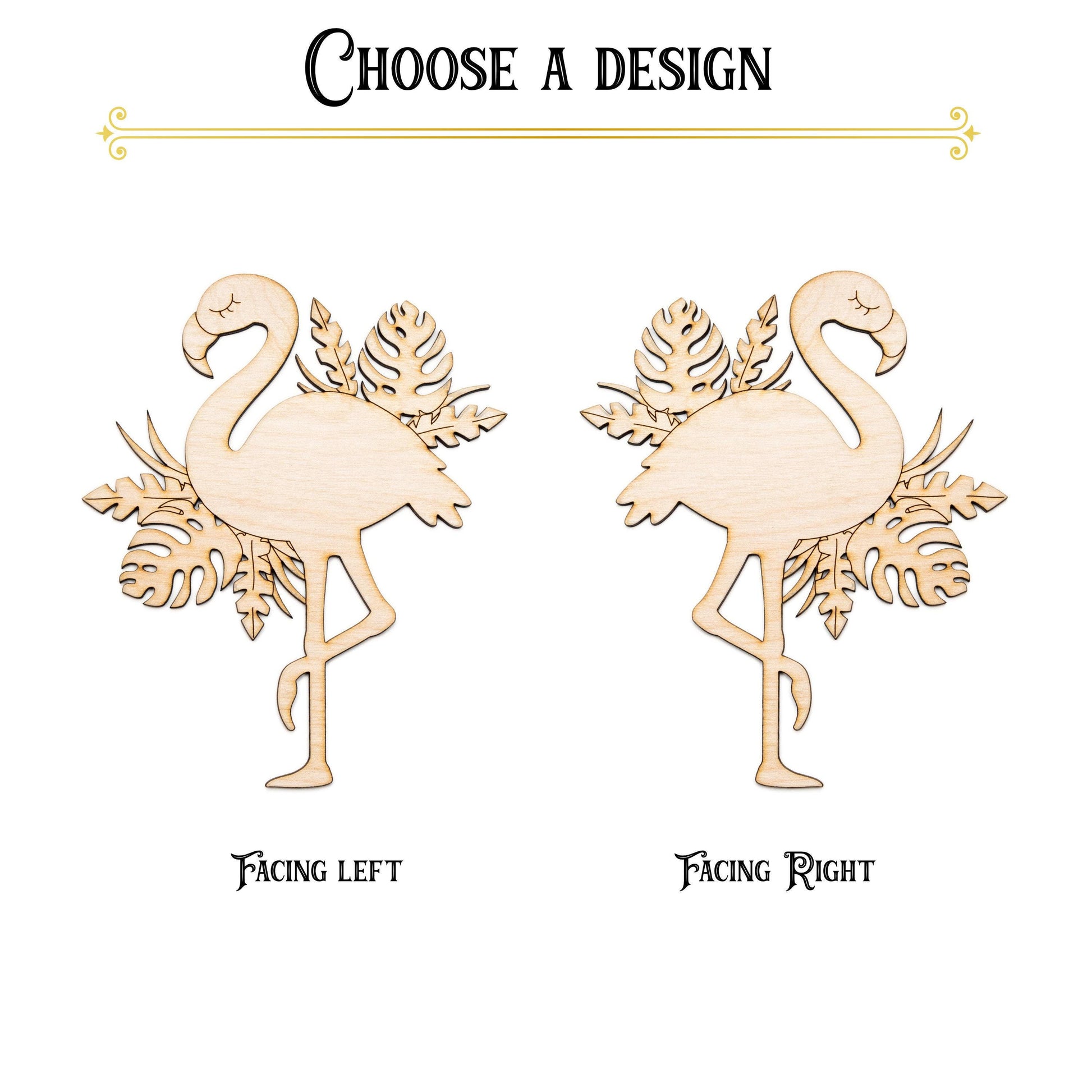 Tropical Flamingo Wood Cutout - Laser Cut Unfinished Craft Shape - Multiple Sizes