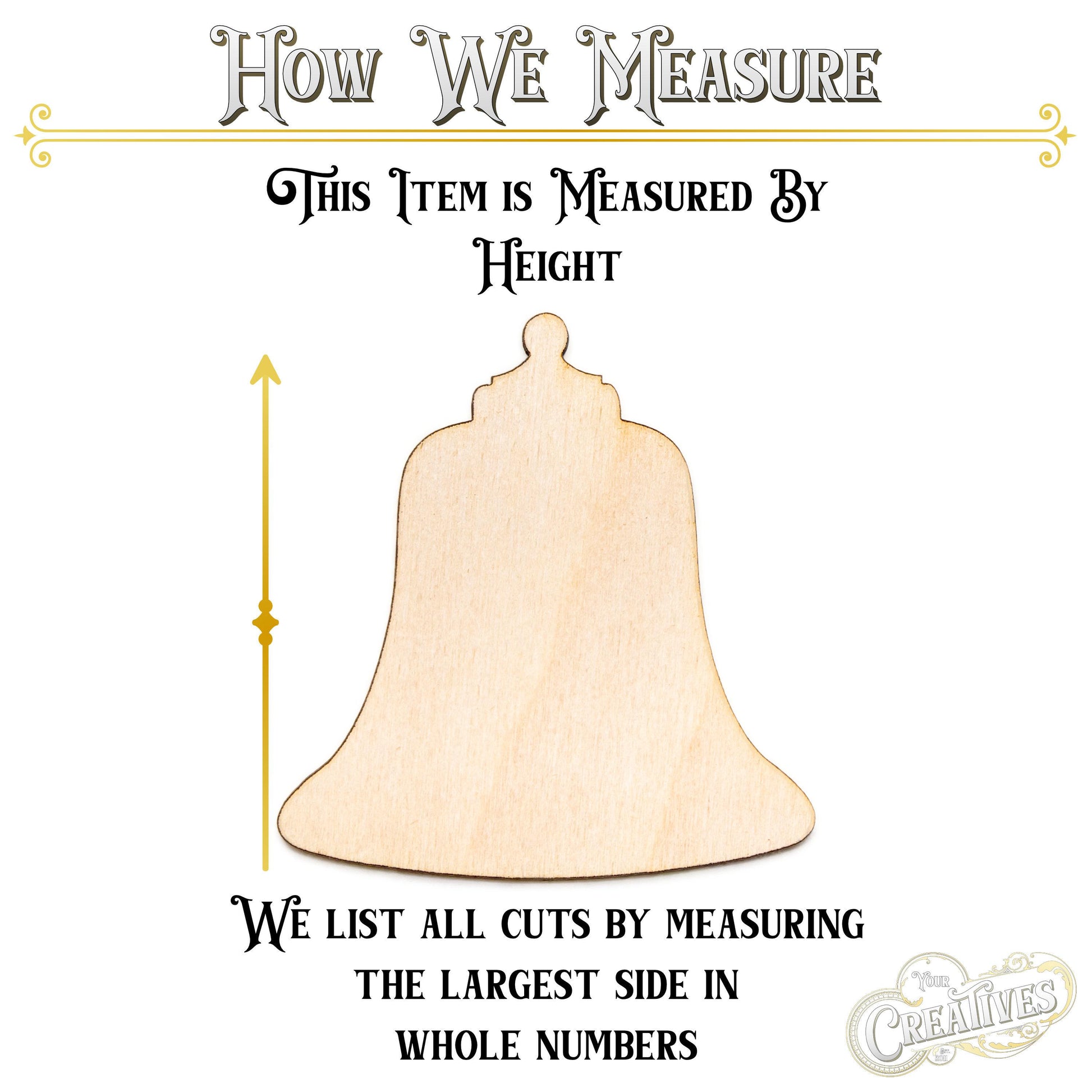 Bell Blank Wood Cutout - Laser Cut Unfinished Craft Shape - Multiple Sizes