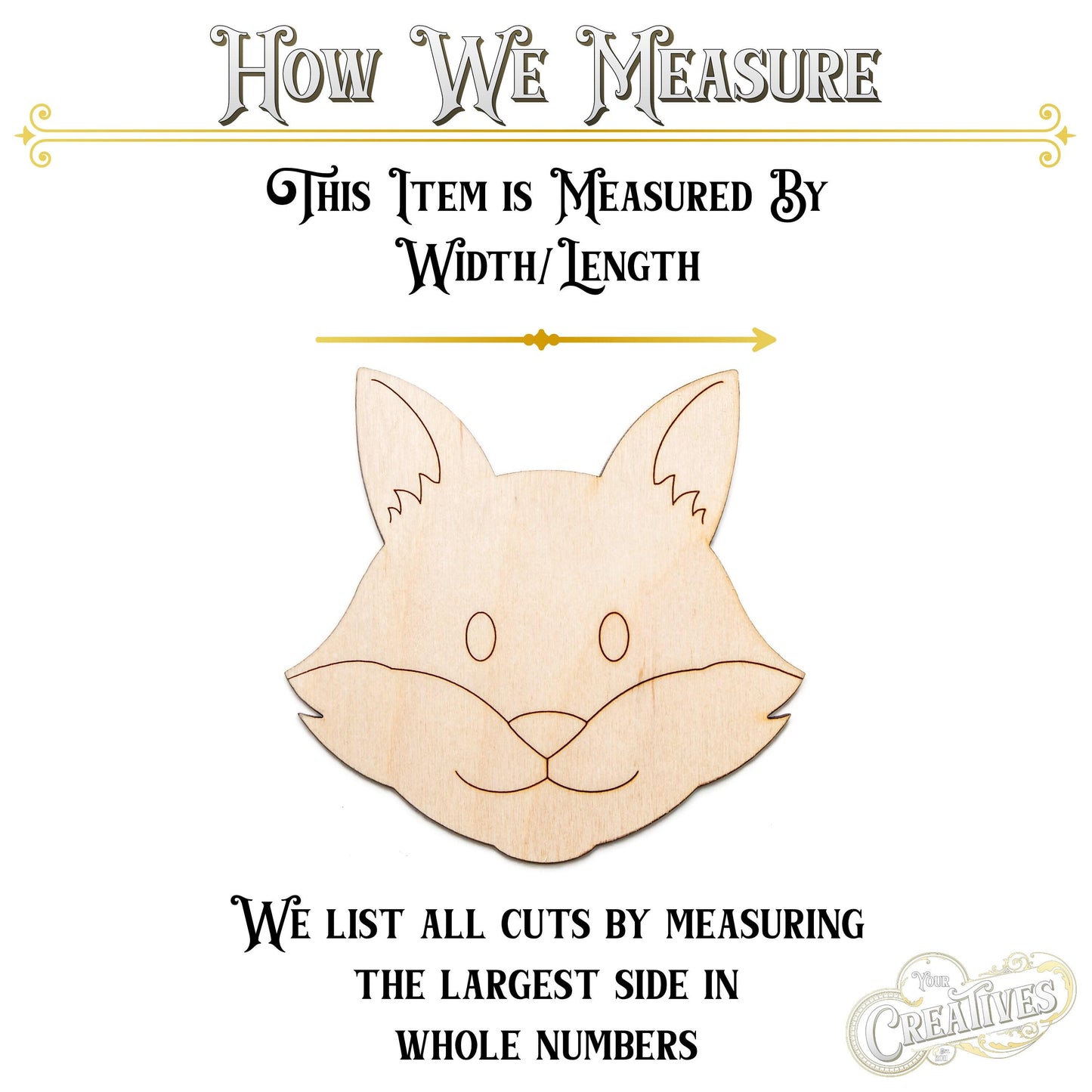 Cute Fox Head Detailed Wood Cutout - Laser Cut Unfinished Craft Shape - Multiple Sizes