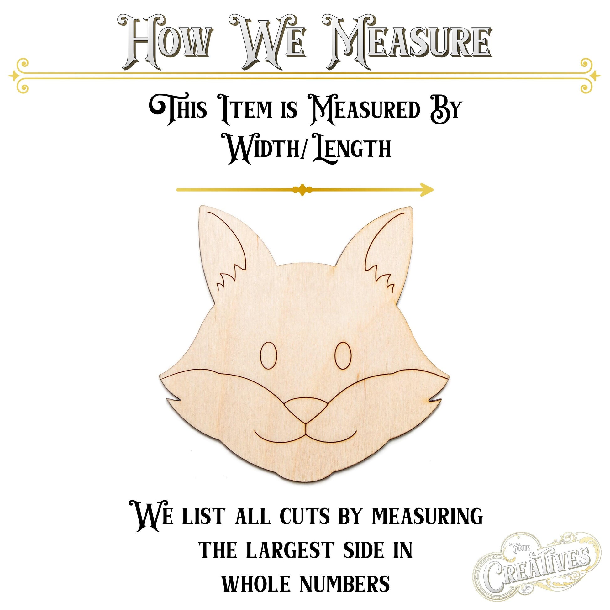 Cute Fox Head Detailed Wood Cutout - Laser Cut Unfinished Craft Shape - Multiple Sizes
