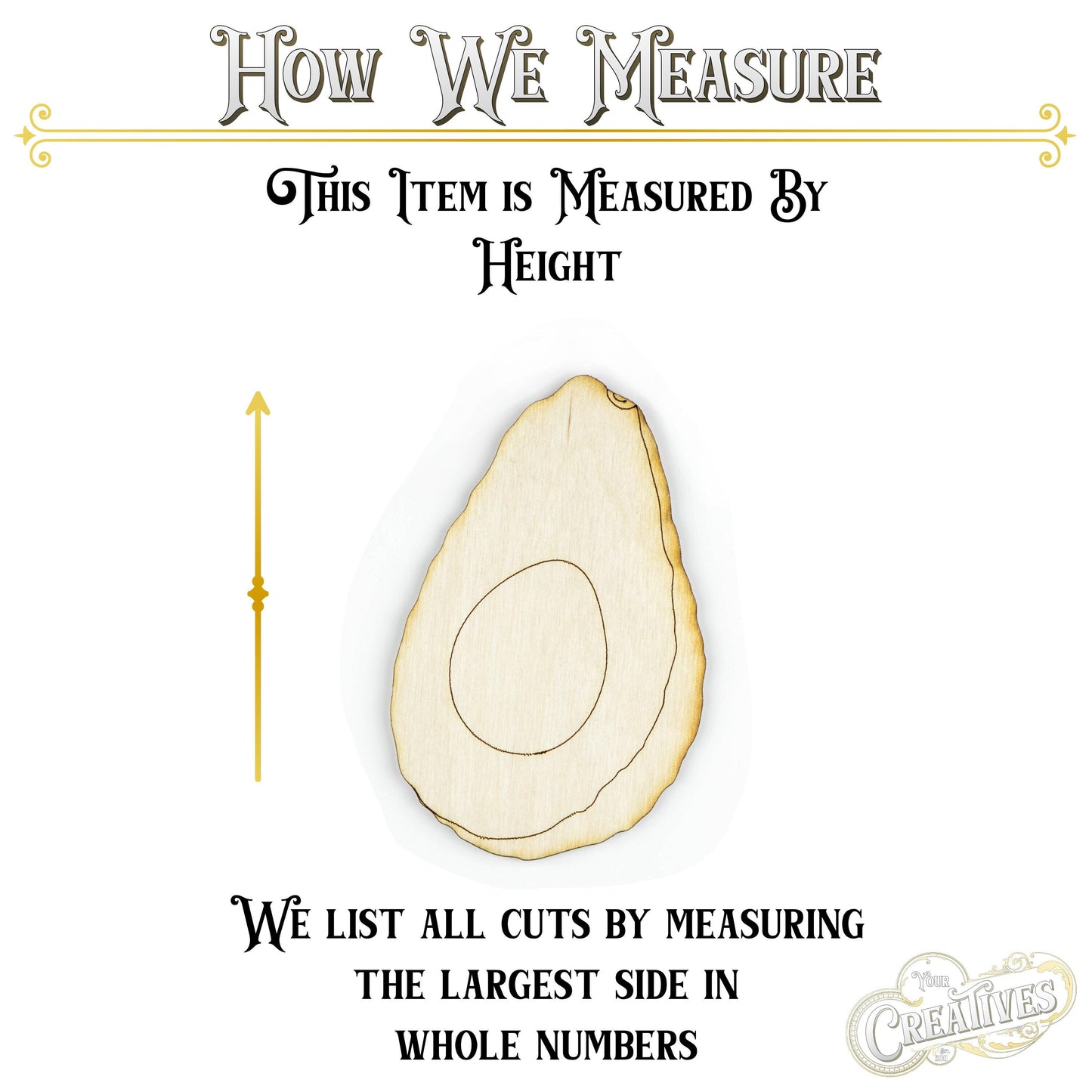 Avocado Half Wood Cutout - Laser Cut Unfinished Craft Shape - Multiple Sizes