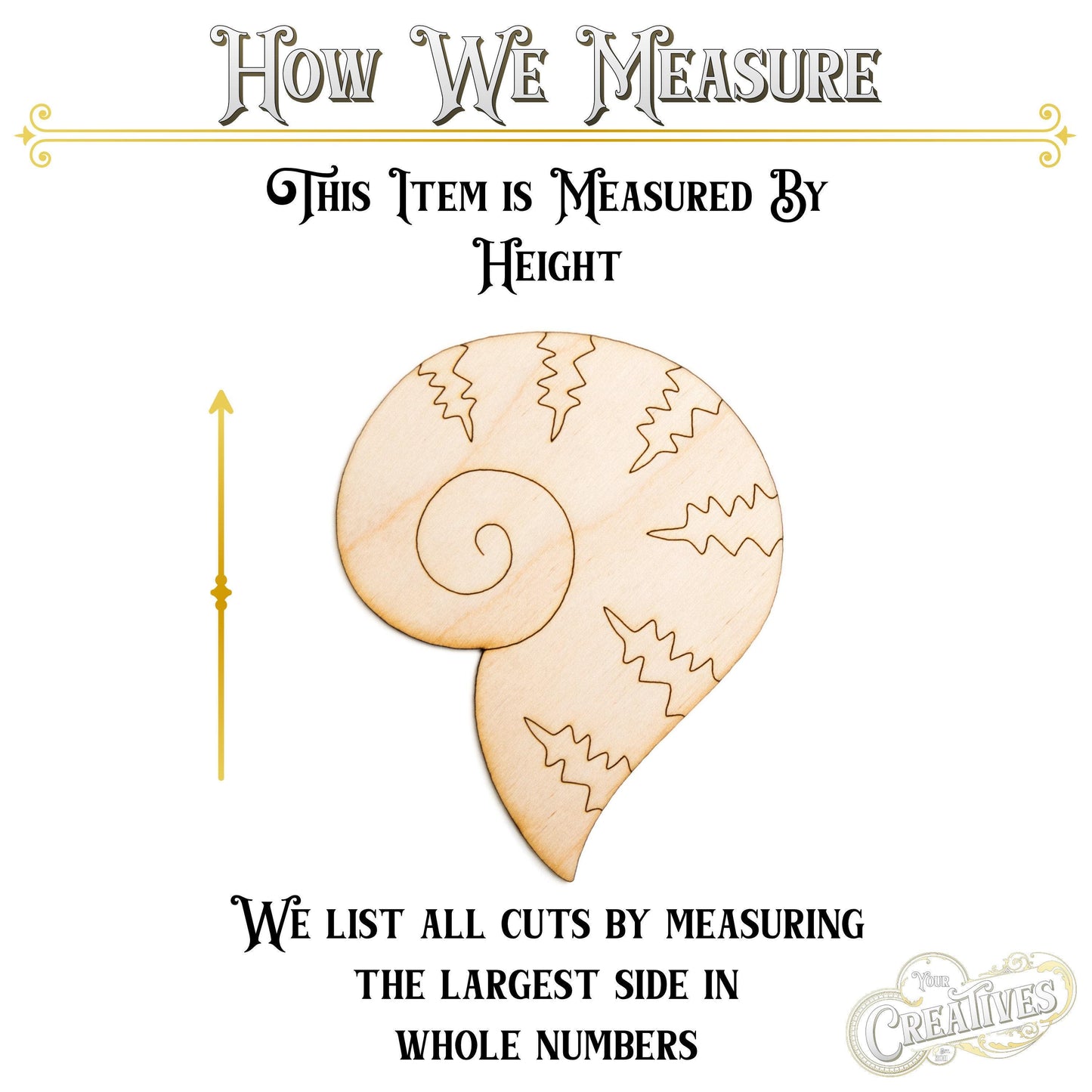 Spiral Shell Wood Cutout - Laser Cut Unfinished Craft Shape - Multiple Sizes