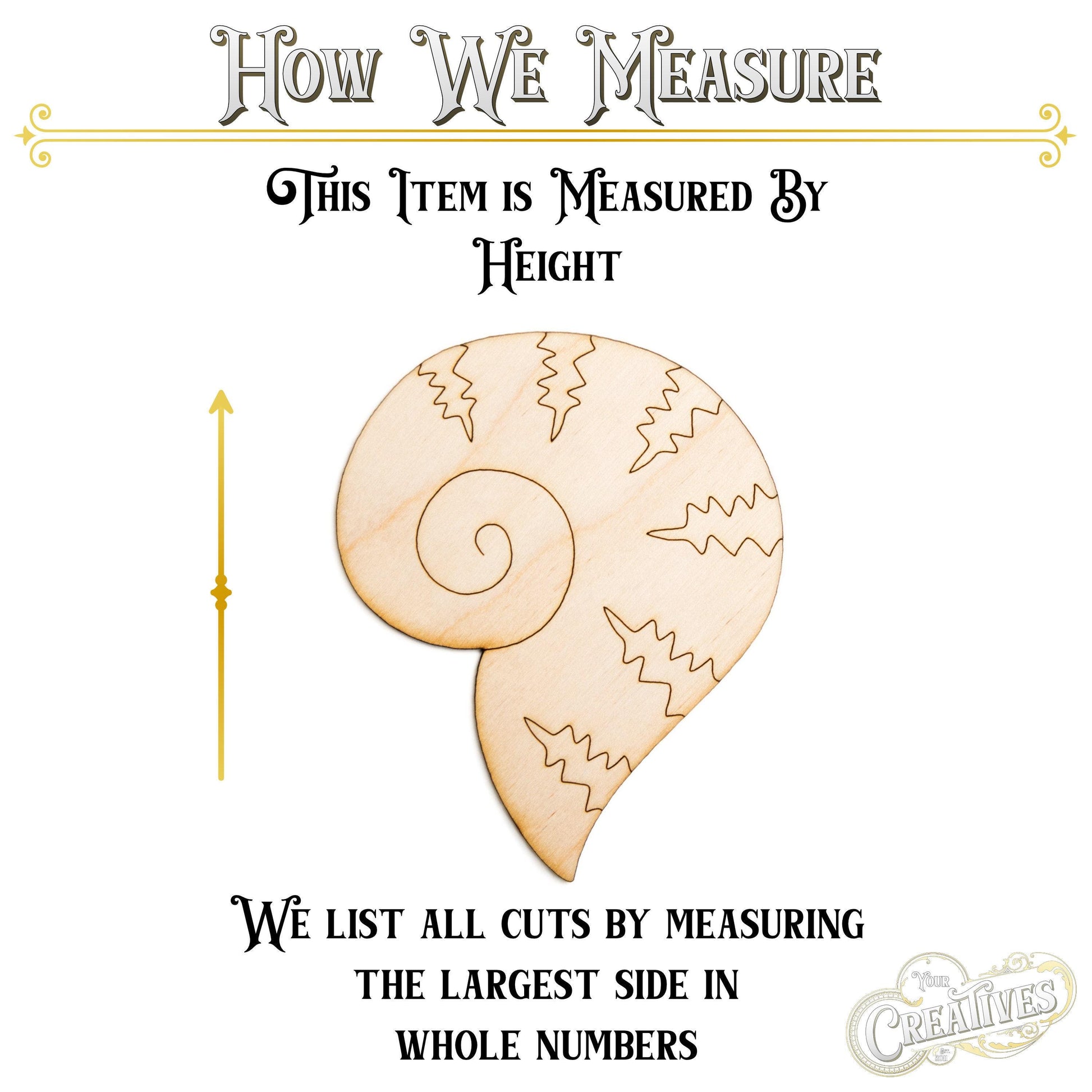 Spiral Shell Wood Cutout - Laser Cut Unfinished Craft Shape - Multiple Sizes
