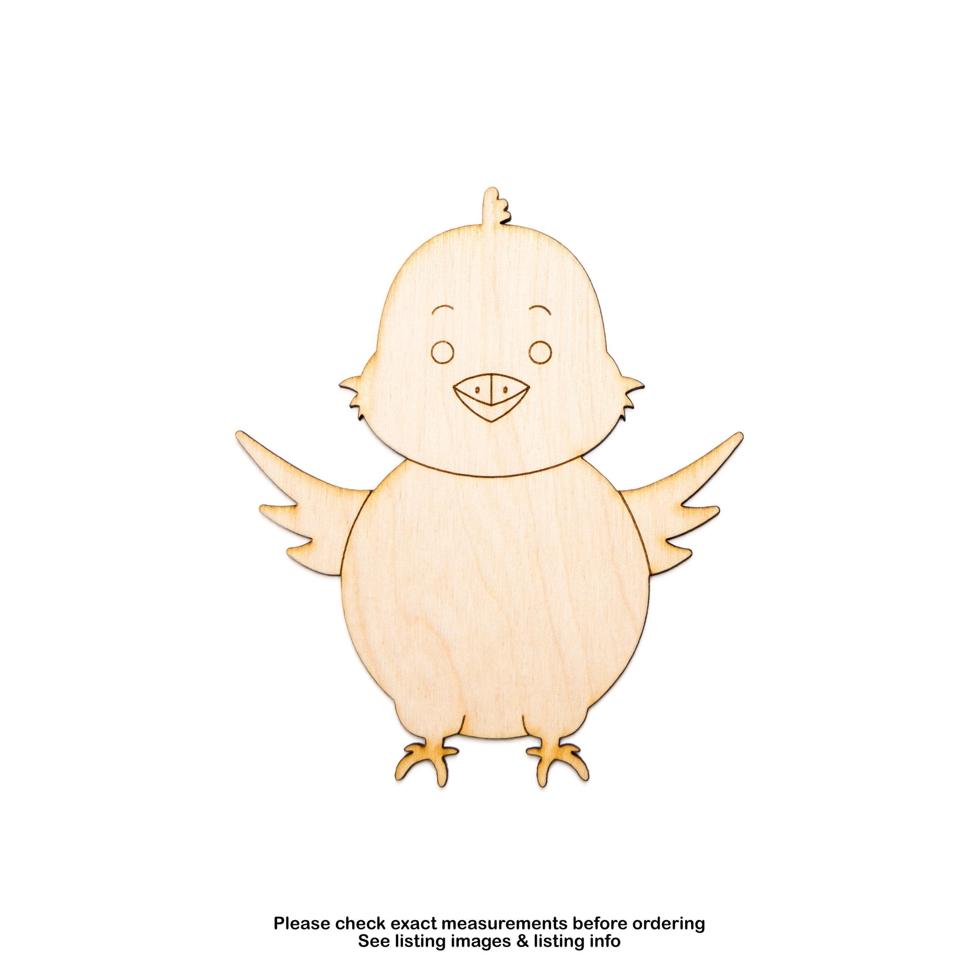 Baby Chick Wood Cutout - Laser Cut Unfinished Craft Shape - Multiple Sizes